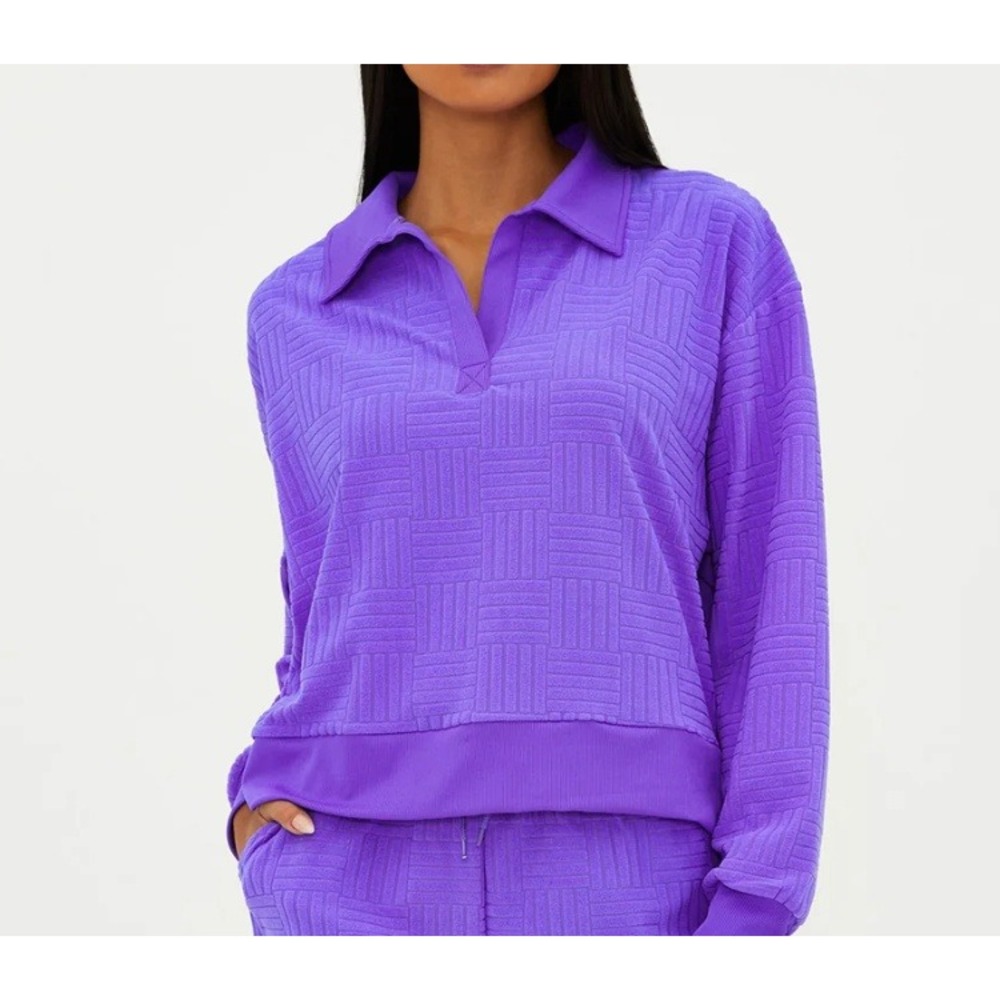 Beach Riot Martina Terry Polo Shirt in Ultra‎ Violet sz S